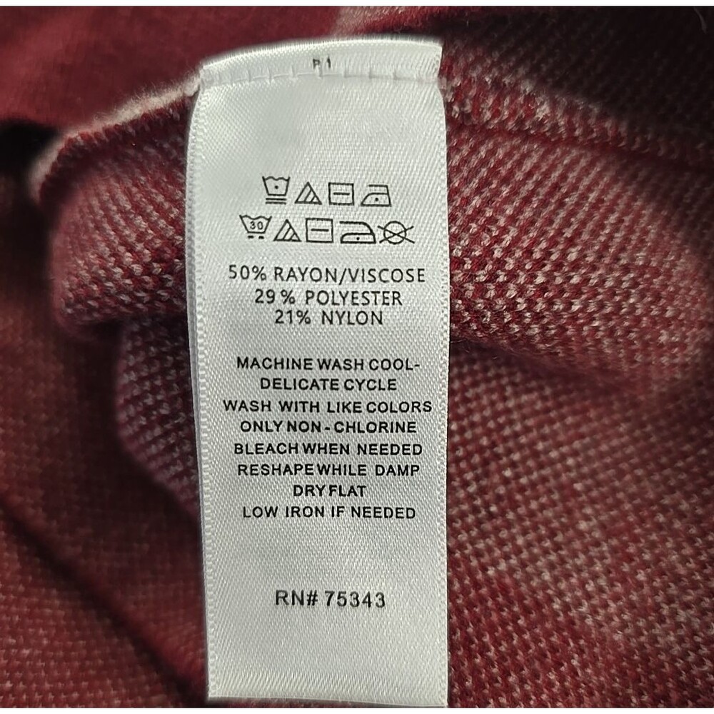 Mock Neck Sweater Red Plaid Pullover Womens Small Cabincore Cozy Academia Preppy - Picture 6 of 7